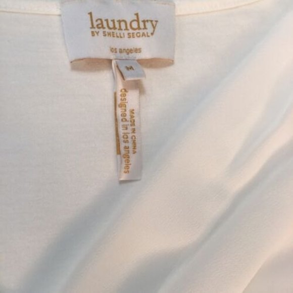 Laundry Sz M White Rayon Blouse Size M sleeveless lined - Picture 2 of 5